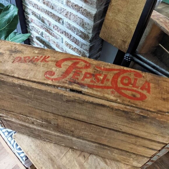 Vintage Drink PepsiCo Soda Bottle Crate Wooden Home Decor Organization - Picture 3 of 8